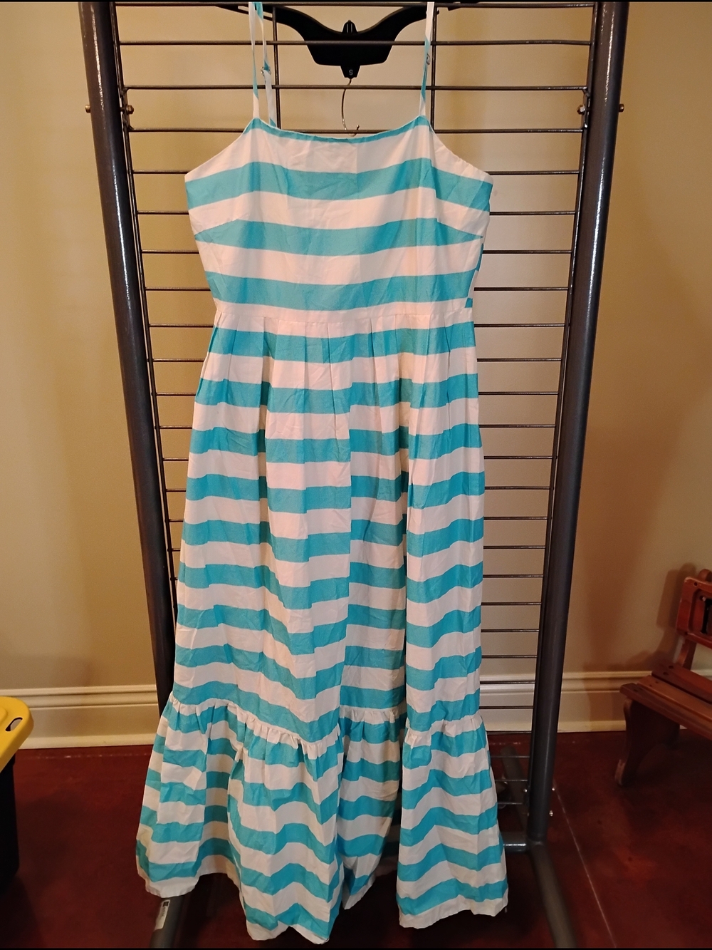 Pinch Teal and White Striped Maxi Dress with Spaghetti Straps Size Large